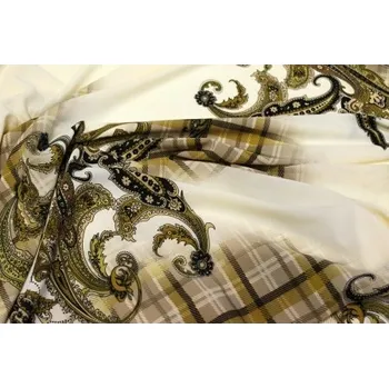 Metráž - hedvábí/spandex BÉŽOVÝ VZOR 8583/G - látka na šaty a halenky - Béžový vzor, 140 cm