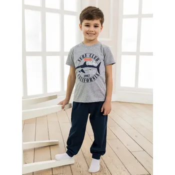 Chlapecké pyžamo Chlapecké pyžamo Surf Club - šedý melanž/navy 98