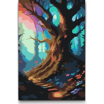 Malování podle čísel - Pohádkový les Velikost: 20x30cm, Rámování: Pouze srolované plátno