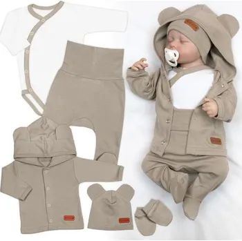 Kojenecké oblečení Baby Nellys Bavlněná souprava pro miminko do porodnice Made with love, tm. béžová Baby Nellys Vel. 62