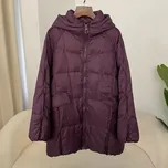 Péřová oversize bunda s prošíváním a kapucí Barva: Fialová, Velikost: M