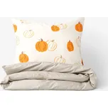 Bavlněné povlečení Duo - Podzimní dýně s latte 140 x 200 a 70 x 90 cm