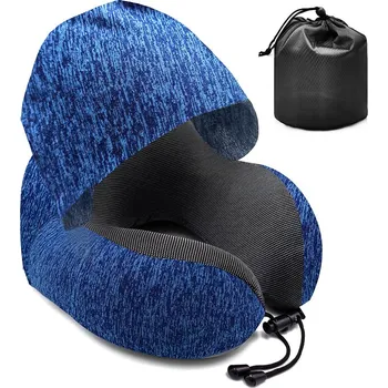 Cestovní polštářek Take it shop Cestovní polštář z paměťové pěny s integrovanou kapucí Barva: Modrá