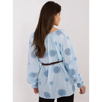 Dámské tričko Dámská halenka s buffovými rukávy světle modrá