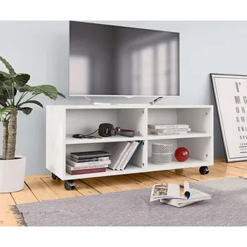 Nábytek vidaXL TV skříňka na kolečkách 90x35x35cm kompozitní dřevo [800185] Barva: Bílá