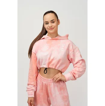 Dámská mikina NEBBIA Re-fresh dámská crop mikina s kapucí růžová S
