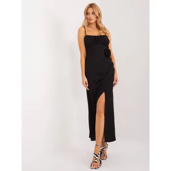 Dámské šaty Černé dámské koktejlové šaty s rozparkem (18992) odstíny černé uni velikost