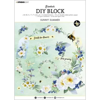 Výtvarná sada DIY Blok s výseky Studio Light "Sunny Summer", A4, 32 l. - Květinové věnečky