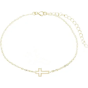 Náušnice Pozlacený stříbrný nákotník mini obvodový křížek