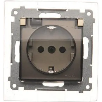 Elektrická zásuvka Simon DGSZ1BZ.01/44A Zásuvka jednonásobná s clonkami pro verzi IP44 typ schuko s těsněním rámečku, průhledně víčko pro rámečky N