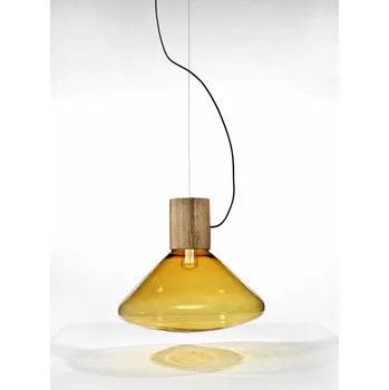 Závěsné svítidlo Brokis Muffins Wood PC851, 1xE27 Stmívání, řízení: TRIAC, Barva skla: Transparentní sklo, Povrch baldachýnu a montury: dub evropský - surový