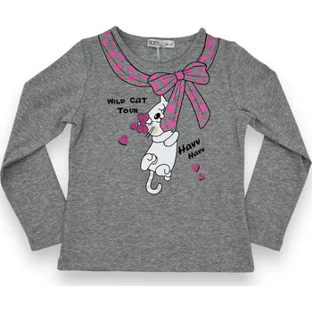 Sezon Dívčí trička s dlouhým rukávem WILD CAT Barva: Šedá, Velikost: 110