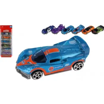 Hračka Sada sportovních autíček 1:64, 6 ks, kov a plast, volnoběh