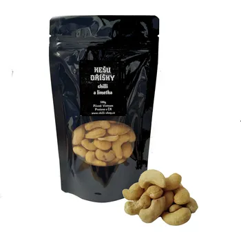 Cukrovinka KEŠU pražené a solené - chilli + limetka 100g