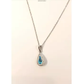 Řetízek Swarovski stříbrný řetízek - kapka se SW krystalky (AG 925 náhrdelník modrá kapka)