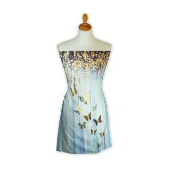 Metráž - Teplákovina Ba/El MOTÝLCI PANEL 183 - Modrá-béžová, 180 cm