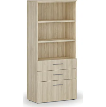 B2B Partner Kancelářská skříň s kombinovanými zásuvkami PRIMO WOOD, 800 x 420 x 1781 mm, dub přírodní