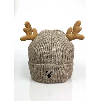 Čepice Dámská veselá čepice jelen cappuccino, VELIKOST UNI