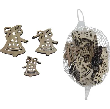 Vánoční dekorace MOREX D6632 zvoneček 5 x 7 x 0,6 cm přírodní 30 ks