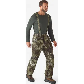 Pánské kalhoty SOLOGNAC Lovecké kalhoty s kšandami hřejivé nepromokavé nešustivé 900 Treemetic 2XL KAŠTANOVÁ|ZELENÁ