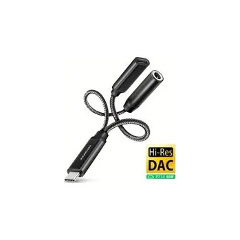 AXAGON , USB-C na 3.5mm jack - Hi-Res DAC audio adaptér, 384kHz/32bit, stereo, PD 60W 3A ADA-HCPD