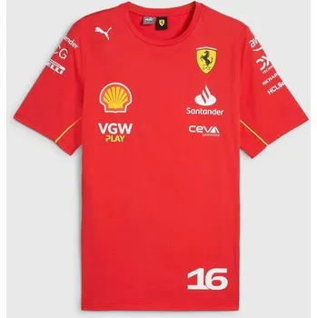 Pánské tričko Týmové tričko Charles Leclerc - Scuderia Ferrari F1 2024 červené XXXL