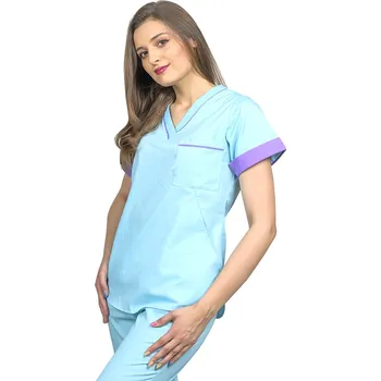 Zdravotnický oděv Mint zdravotnická halenka - fialový lem - dámská|drinuniforma.cz