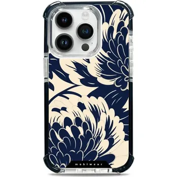 Pouzdro na mobilní telefon Odolný obal Mobiwear MagSafe Elite Bumper - Apple iPhone 14 Pro - DA40D Modré a béžové květy (Odolný kryt, pouzdro, obal Mobiwear Elite Bumper na mobil Apple iPhone 14 Pro - DA40D Modré a béžové květy, materiál Plast + TPU silikon + kov - zesílená ochrana