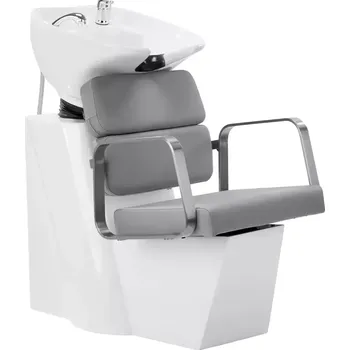 Kadeřnické křeslo Kadeřnický mycí box PORTO - šedo stříbrný