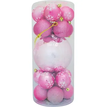 Vánoční ozdoba KOULE MAGICHOME VÁNOCE, 20 ks, růžové, mix, 6-17 cm