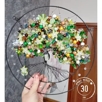 Drátovaný strom Světlo v srdci 30cm Drátované stromy života