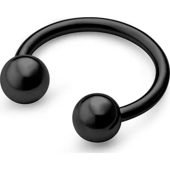 Piercing 10mm černý piercing podkova s kuličkami z chirurgické oceli - Otsu