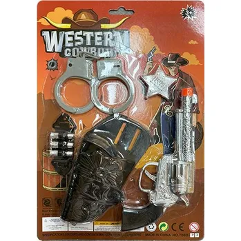 Western set - kolt klapací 19 cm s pouzdrem a doplňky