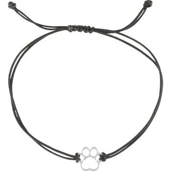 Náramek EVOLUTION GROUP CZ Textilní náramek Kabbalah černý se stříbrnou tlapkou - 13058.3