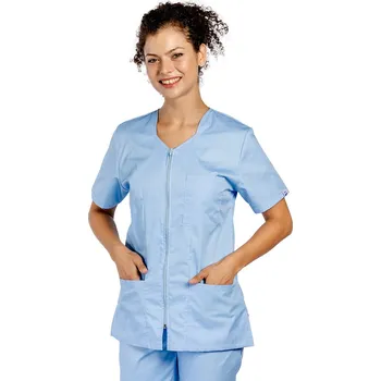 Zdravotnický oděv Světle modrá zdravotnická halenka na zip - dámská|drinuniforma.cz