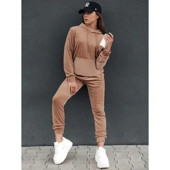Dstreet Velurová dámská světle hnědá tepláková souprava Relax Fit