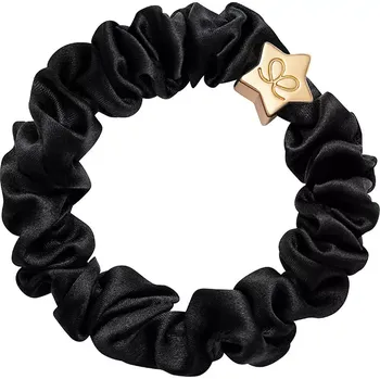 Gold Star Silk Scrunchie Black