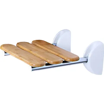 Koupelnové sedátko Sedačka do sprchy sklopná, nosnost 130 KG - bambus, 36 × 25,4 cm (A140108) RIDDER