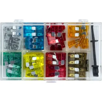 Autopojistky Sada pojistek 80 ks včetně vytahovacího segmentu 5A , 7,5A , 10A , 15A , 20A , 25A , 30A