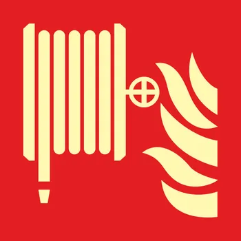 Značení Naviják požární hadice – symbol ISO 7010 fotoluminiscenční fotoluminscenční samolepka 100 x 100 mm