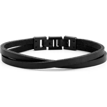 Náramek Černý a tmavý náramek Roy Single Wrap - Lucleon