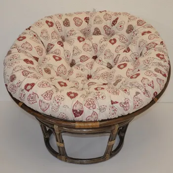 Papasan Ratanový papasan 110 cm hnědý polstr motiv červená srdce