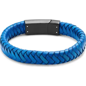 Náramek Modrý splétaný kožený náramek - Lucleon