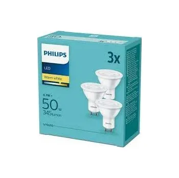Žárovka 3x žárovka GU10 PHILIPS LED 4,7W = 50W 2700K 345lm