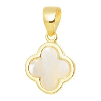 Přívěsek Stříbrný zlacený přívěšek čtyřlístek s perletí STRZ1137F