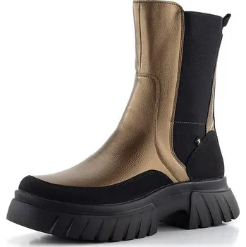 Dámské kozačky Rieker Revolution vysoký chelsea kotník na hrubé podešvi bronzový W1872-90 - 37 | P687261