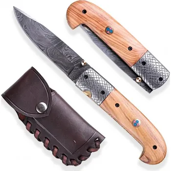 kapesní nůž LOVECKÝ ZAVÍRACÍ DAMAŠKOVÝ NŮŽ DELLINGER OLIVE SENTINELL.