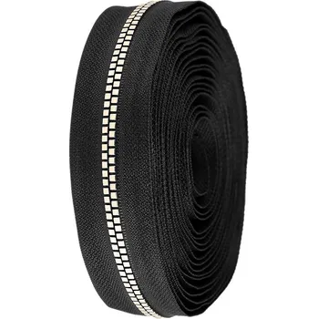 Zip kostěný No 5 kostičky metráž, barva 2 (322) černá zlatá