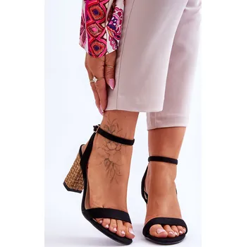 Dámské sandále Semišové Sandály Na Spleteném Podpatku Selila Barva: Černá, Velikost: 39