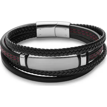 Náramek Identifikační náramek z&nbsp;nerezové oceli ve stříbrné a červené barvě - Lucleon